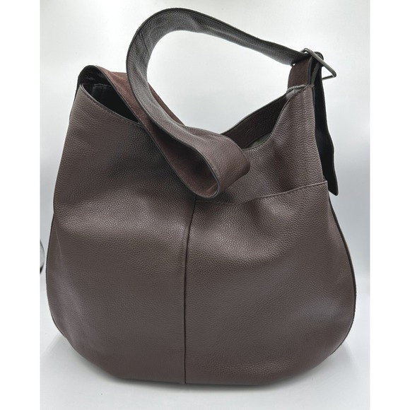 Vince Camuto Anais Hobo Black Cherry Pebbled Leather Suede Shoulder Bag Business